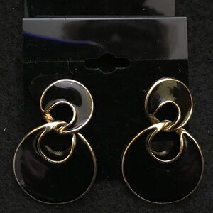 Black Enamel Vintage Post Dangle Earrings